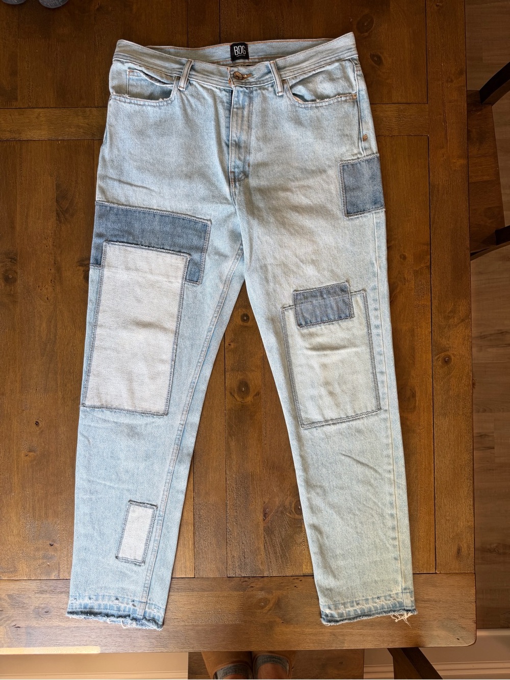 BDG Light Blue Patchwork Relaxed Jeans